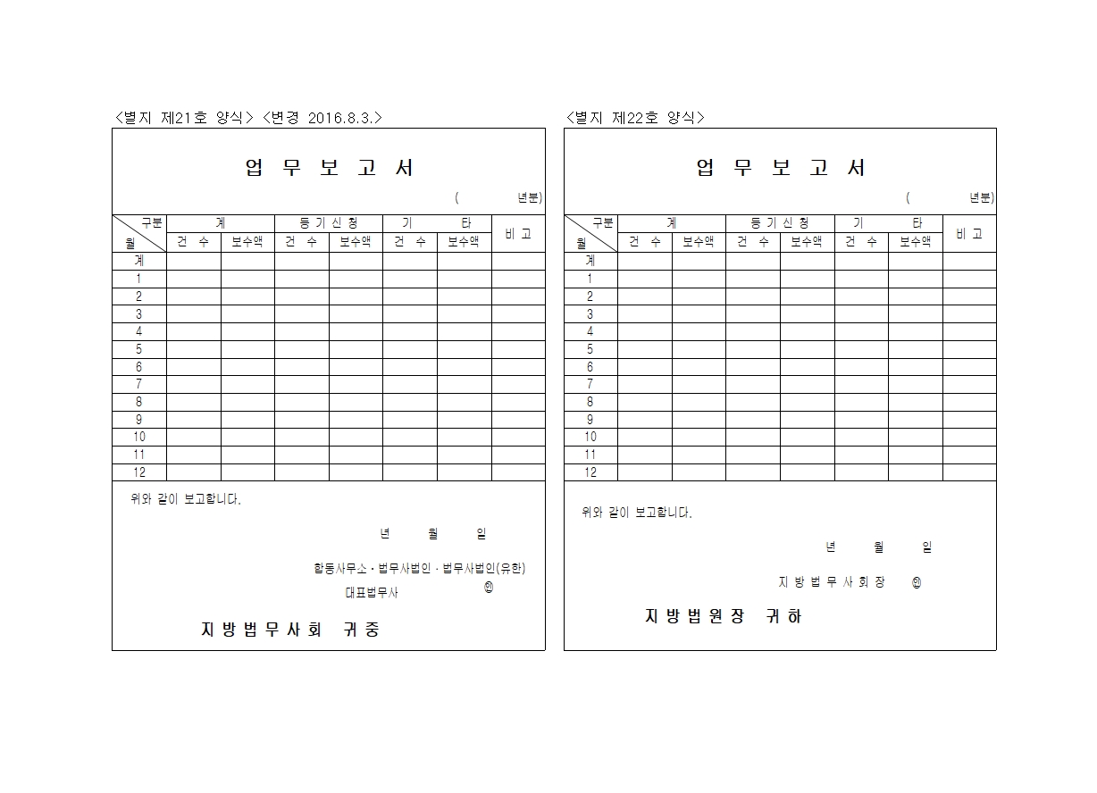 별지 제21호, 22호 양식